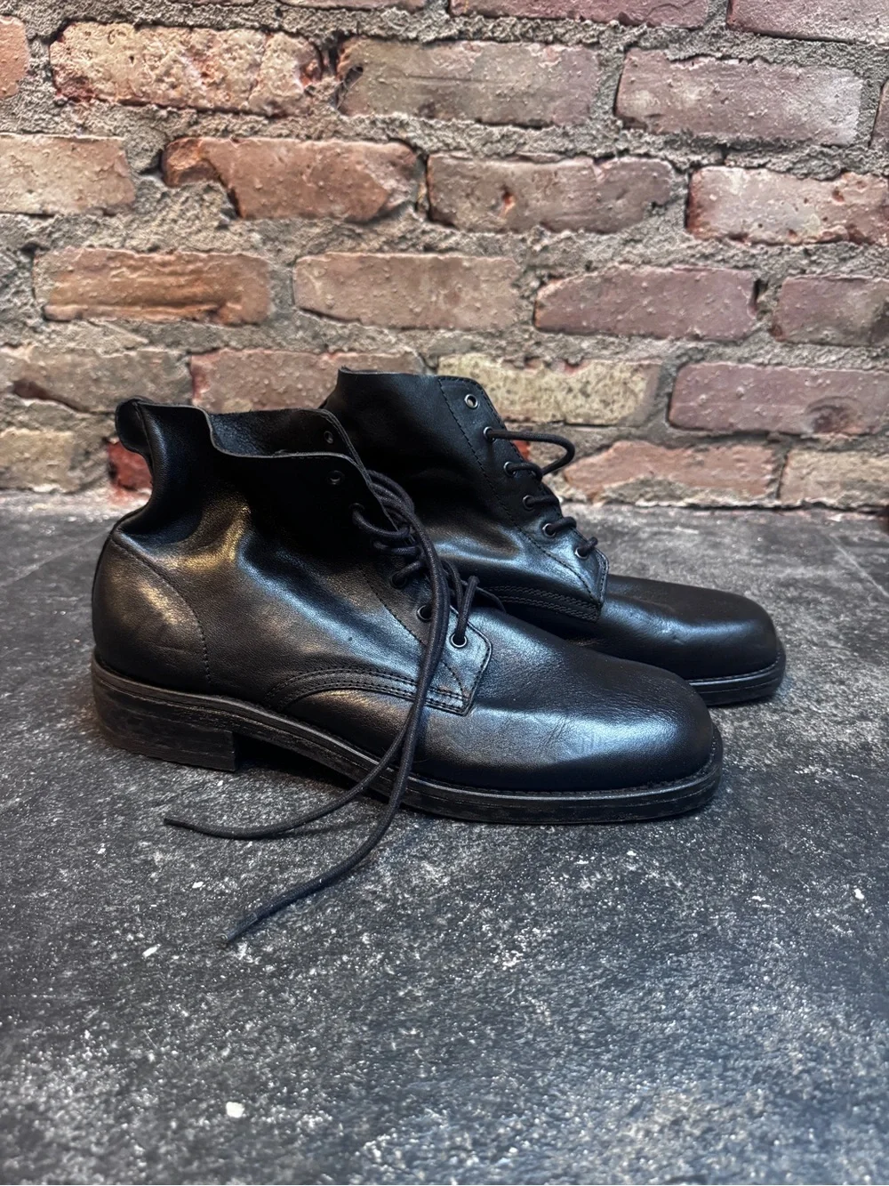 Zara Men's Black Leather Lace-Up Boots